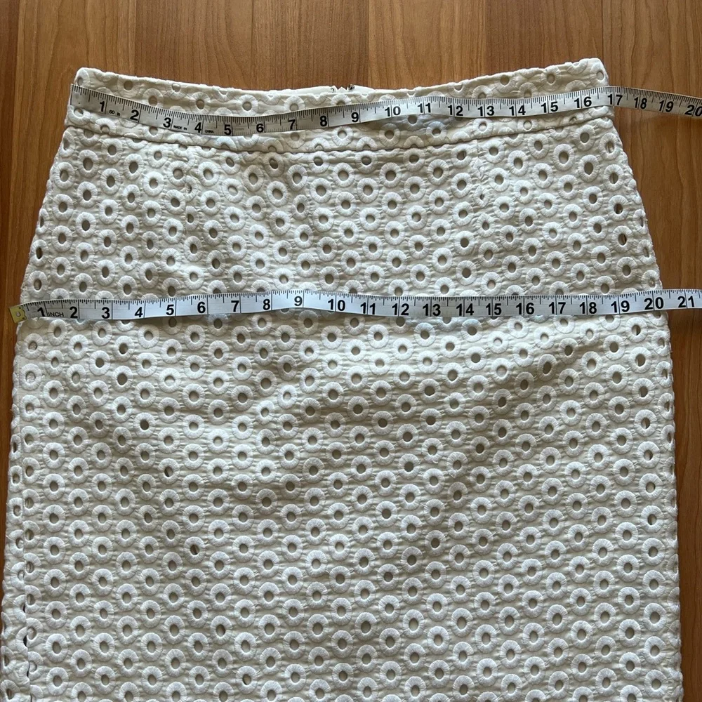 J.Crew Elegant White Eyelet Pencil Cotton Skirt Size 12
